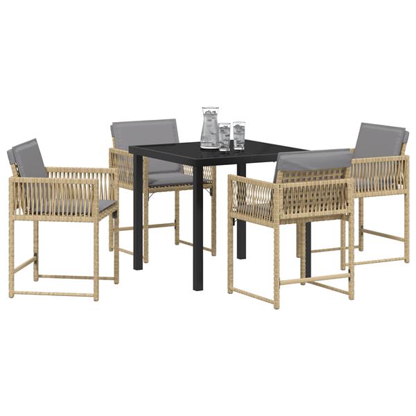 Grote foto vidaxl 5 delige tuinset met kussens beige poly rattan tuin en terras tuinmeubelen
