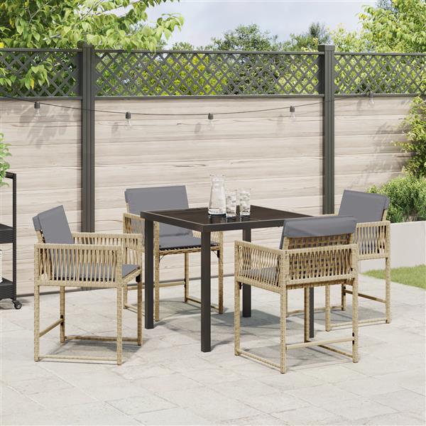 Grote foto vidaxl 5 delige tuinset met kussens beige poly rattan tuin en terras tuinmeubelen