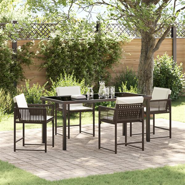 Grote foto vidaxl 5 delige tuinset met kussens bruin poly rattan tuin en terras tuinmeubelen