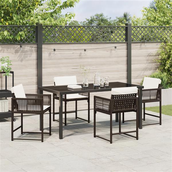 Grote foto vidaxl 5 delige tuinset met kussens bruin poly rattan tuin en terras tuinmeubelen
