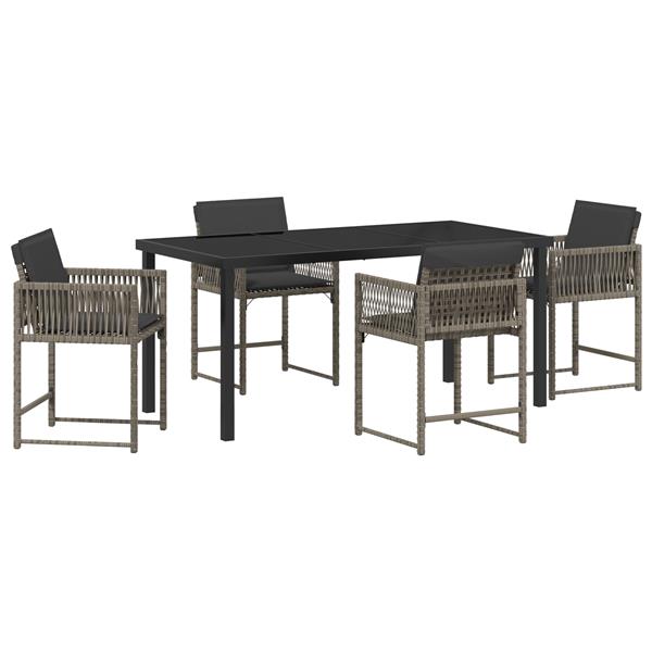 Grote foto vidaxl 5 delige tuinset met kussens grijs poly rattan tuin en terras tuinmeubelen