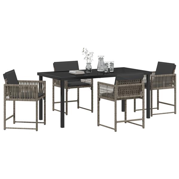 Grote foto vidaxl 5 delige tuinset met kussens grijs poly rattan tuin en terras tuinmeubelen