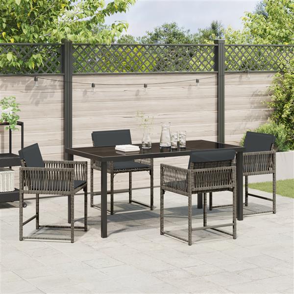 Grote foto vidaxl 5 delige tuinset met kussens grijs poly rattan tuin en terras tuinmeubelen