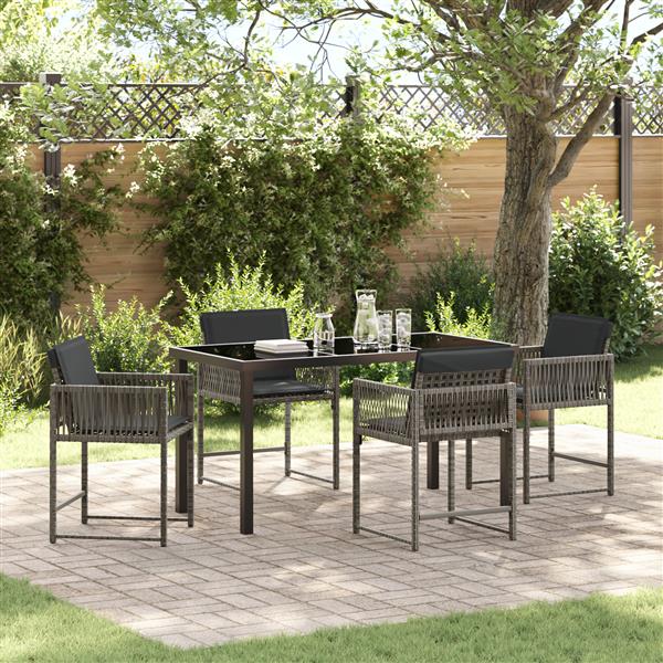 Grote foto vidaxl 5 delige tuinset met kussens grijs poly rattan tuin en terras tuinmeubelen