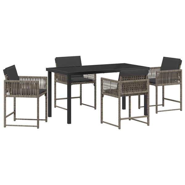 Grote foto vidaxl 5 delige tuinset met kussens grijs poly rattan tuin en terras tuinmeubelen