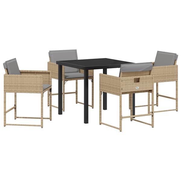 Grote foto vidaxl 5 delige tuinset met kussens in beige van poly rattan tuin en terras tuinmeubelen