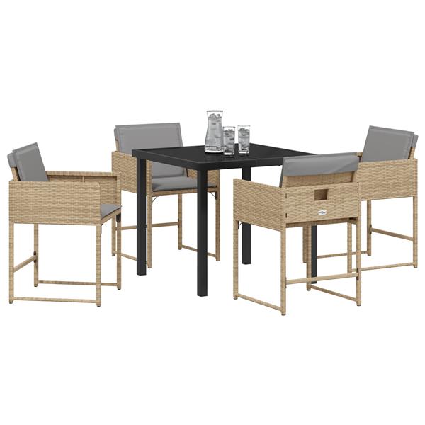 Grote foto vidaxl 5 delige tuinset met kussens in beige van poly rattan tuin en terras tuinmeubelen