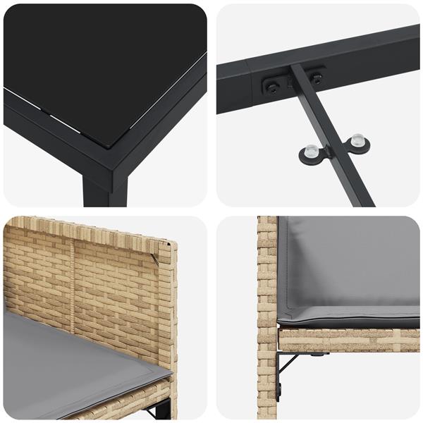 Grote foto vidaxl 5 delige tuinset met kussens in beige van poly rattan tuin en terras tuinmeubelen
