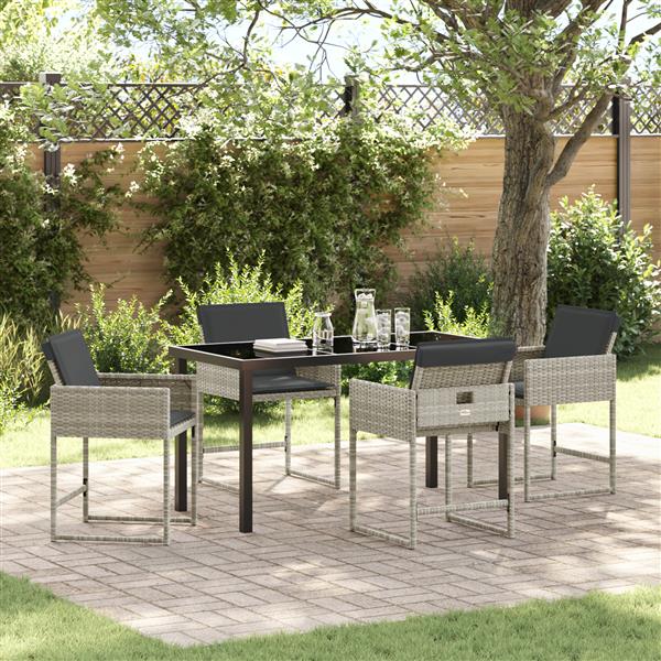 Grote foto vidaxl 5 delige tuinset met kussens in lichtgrijs poly rattan tuin en terras tuinmeubelen