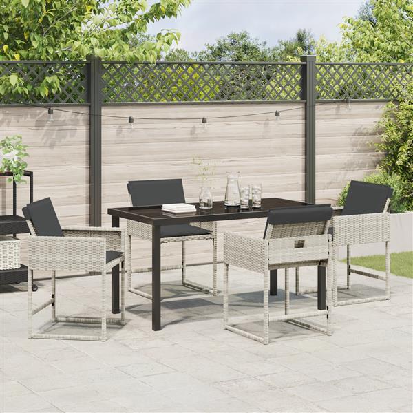 Grote foto vidaxl 5 delige tuinset met kussens in lichtgrijs poly rattan tuin en terras tuinmeubelen