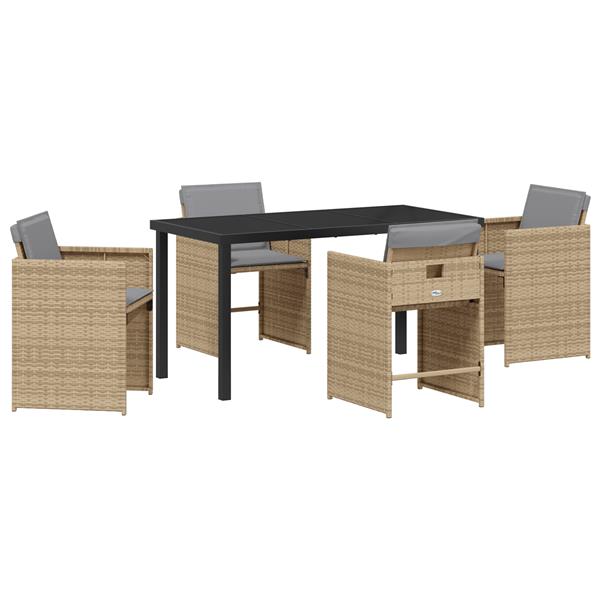Grote foto vidaxl 5 delige tuinset met kussens poly rattan beige tuin en terras tuinmeubelen