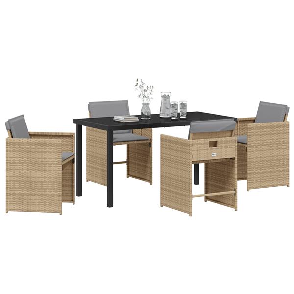 Grote foto vidaxl 5 delige tuinset met kussens poly rattan beige tuin en terras tuinmeubelen