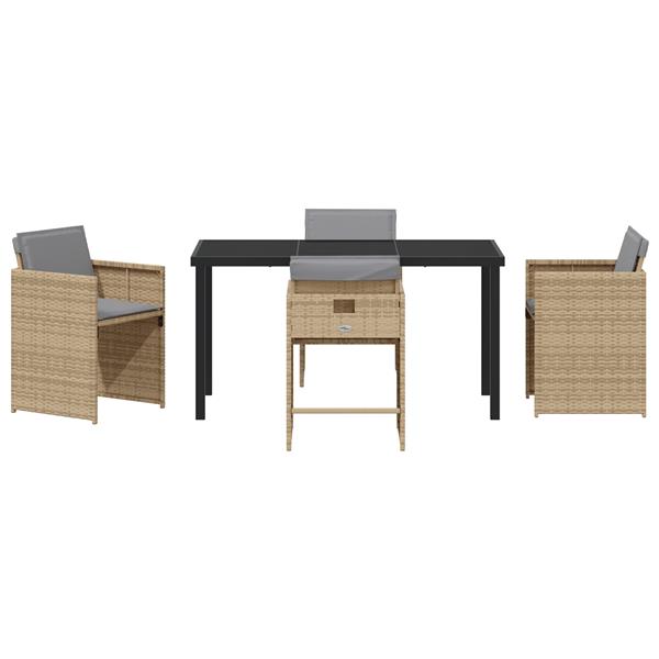 Grote foto vidaxl 5 delige tuinset met kussens poly rattan beige tuin en terras tuinmeubelen