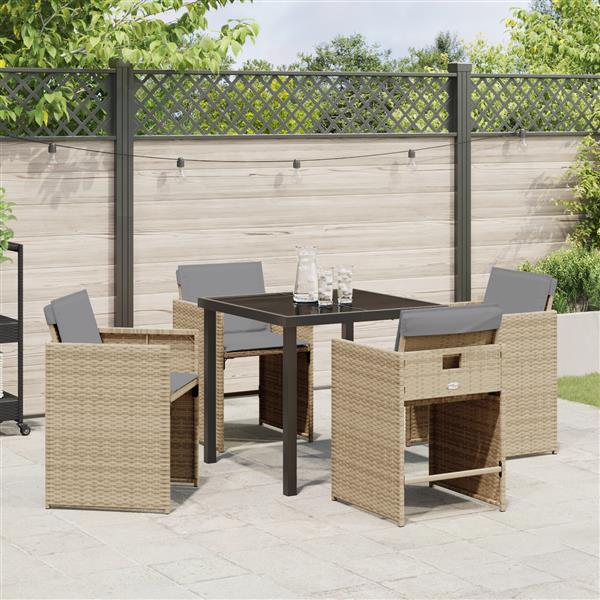 Grote foto vidaxl 5 delige tuinset met kussens poly rattan beige tuin en terras tuinmeubelen