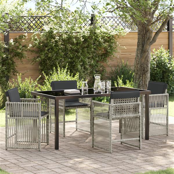 Grote foto vidaxl 5 delige tuinset met kussens poly rattan lichtgrijs tuin en terras tuinmeubelen
