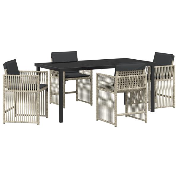 Grote foto vidaxl 5 delige tuinset met kussens poly rattan lichtgrijs tuin en terras tuinmeubelen