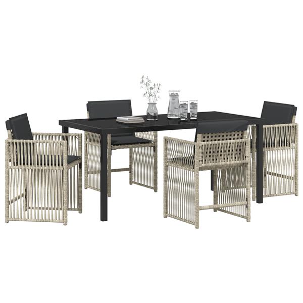 Grote foto vidaxl 5 delige tuinset met kussens poly rattan lichtgrijs tuin en terras tuinmeubelen