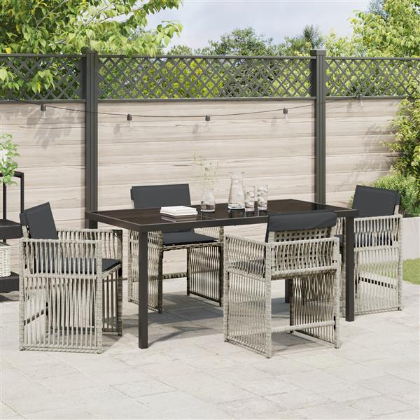 Grote foto vidaxl 5 delige tuinset met kussens poly rattan lichtgrijs tuin en terras tuinmeubelen