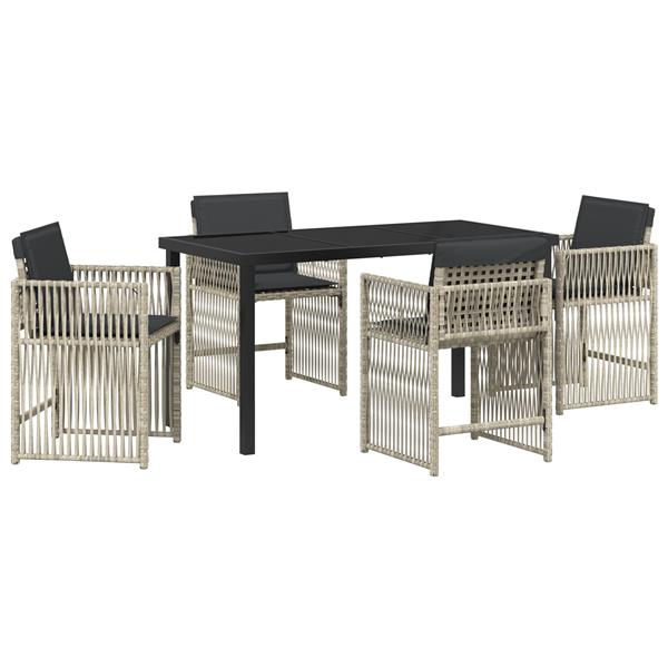 Grote foto vidaxl 5 delige tuinset met kussens poly rattan lichtgrijs tuin en terras tuinmeubelen