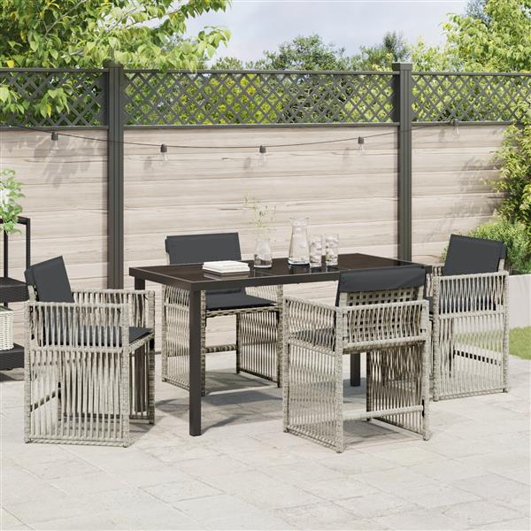 Grote foto vidaxl 5 delige tuinset met kussens poly rattan lichtgrijs tuin en terras tuinmeubelen