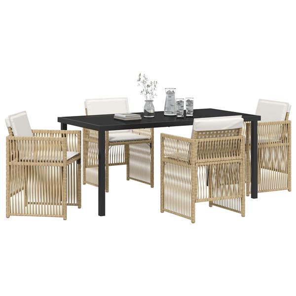 Grote foto vidaxl 5 delige tuinset met kussens poly rattan beige tuin en terras tuinmeubelen