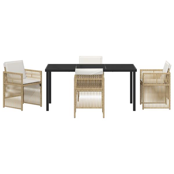 Grote foto vidaxl 5 delige tuinset met kussens poly rattan beige tuin en terras tuinmeubelen