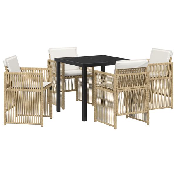 Grote foto vidaxl 5 delige tuinset met kussens poly rattan beige tuin en terras tuinmeubelen