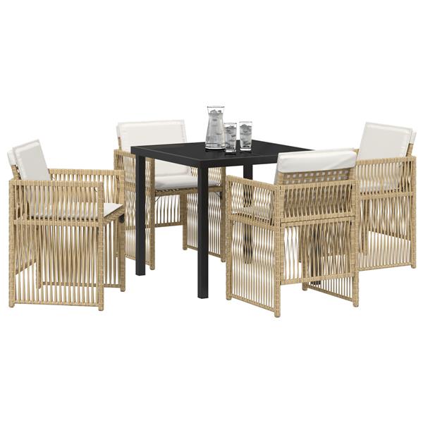 Grote foto vidaxl 5 delige tuinset met kussens poly rattan beige tuin en terras tuinmeubelen