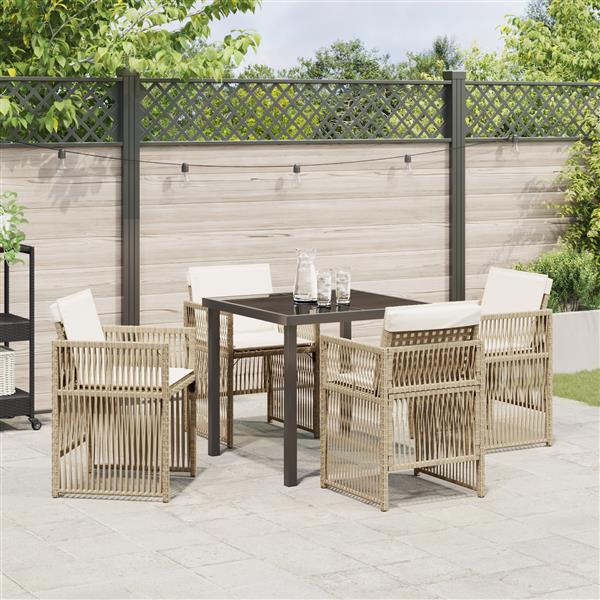 Grote foto vidaxl 5 delige tuinset met kussens poly rattan beige tuin en terras tuinmeubelen