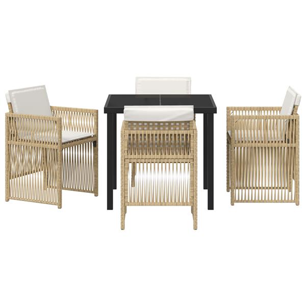 Grote foto vidaxl 5 delige tuinset met kussens poly rattan beige tuin en terras tuinmeubelen