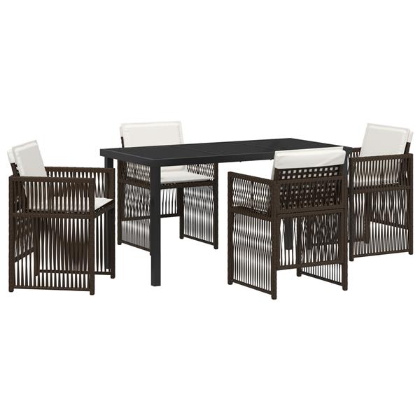 Grote foto vidaxl 5 delige tuinset met kussens poly rattan bruin tuin en terras tuinmeubelen