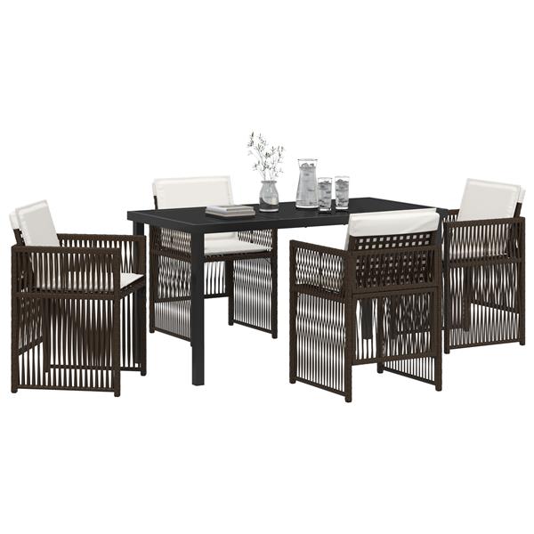 Grote foto vidaxl 5 delige tuinset met kussens poly rattan bruin tuin en terras tuinmeubelen