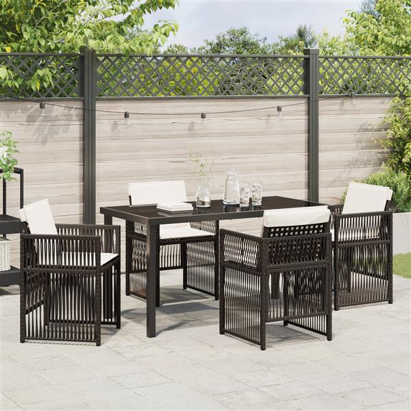 Grote foto vidaxl 5 delige tuinset met kussens poly rattan bruin tuin en terras tuinmeubelen