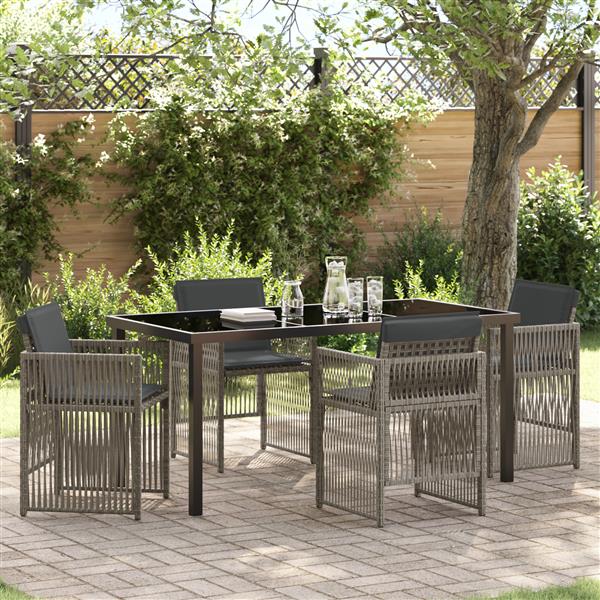 Grote foto vidaxl 5 delige tuinset met kussens poly rattan grijs tuin en terras tuinmeubelen