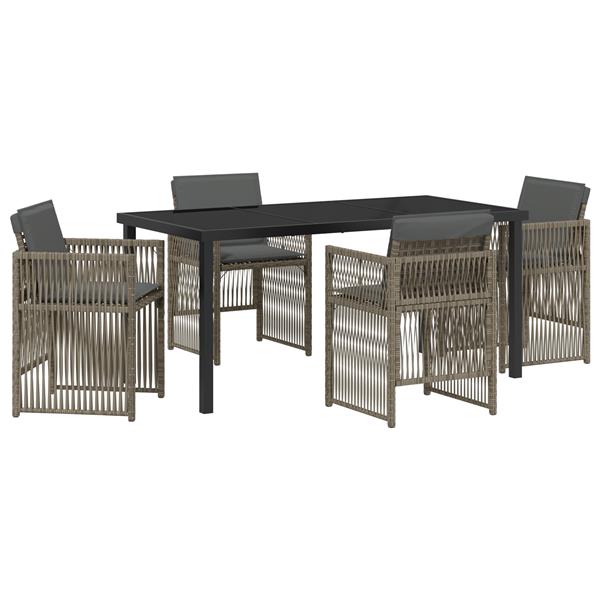 Grote foto vidaxl 5 delige tuinset met kussens poly rattan grijs tuin en terras tuinmeubelen
