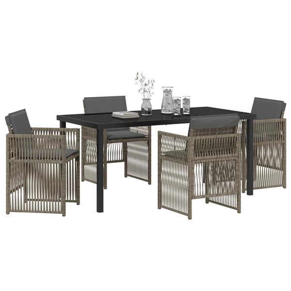 Grote foto vidaxl 5 delige tuinset met kussens poly rattan grijs tuin en terras tuinmeubelen
