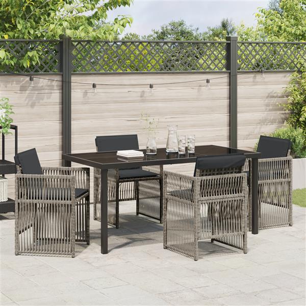 Grote foto vidaxl 5 delige tuinset met kussens poly rattan grijs tuin en terras tuinmeubelen