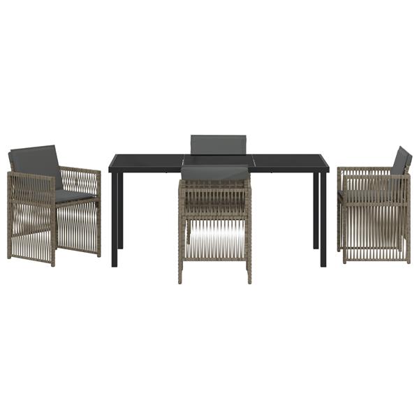 Grote foto vidaxl 5 delige tuinset met kussens poly rattan grijs tuin en terras tuinmeubelen