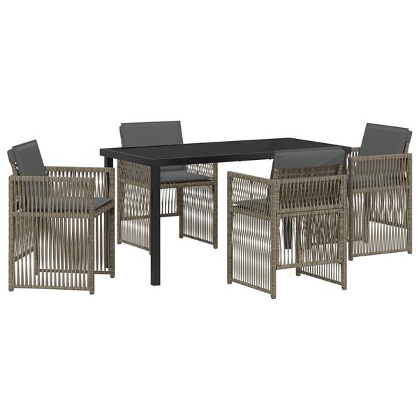 Grote foto vidaxl 5 delige tuinset met kussens poly rattan grijs tuin en terras tuinmeubelen