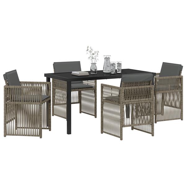 Grote foto vidaxl 5 delige tuinset met kussens poly rattan grijs tuin en terras tuinmeubelen