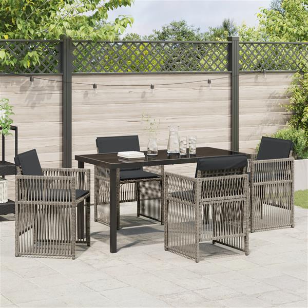 Grote foto vidaxl 5 delige tuinset met kussens poly rattan grijs tuin en terras tuinmeubelen