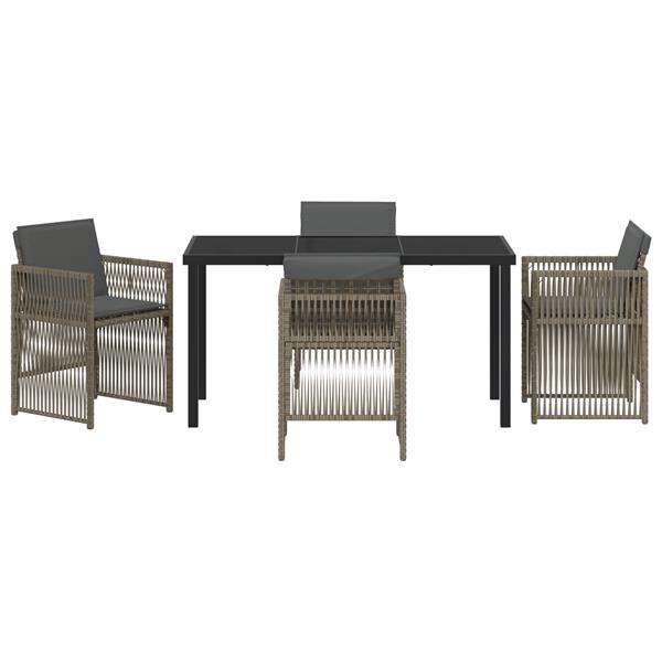 Grote foto vidaxl 5 delige tuinset met kussens poly rattan grijs tuin en terras tuinmeubelen