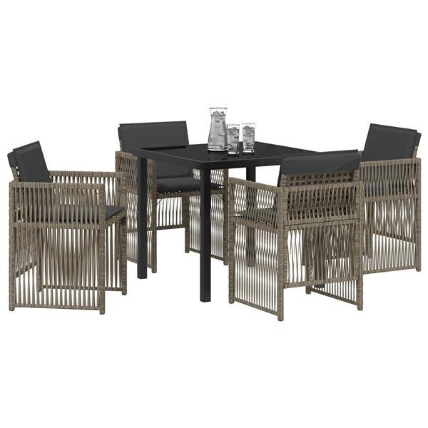 Grote foto vidaxl 5 delige tuinset met kussens poly rattan grijs tuin en terras tuinmeubelen