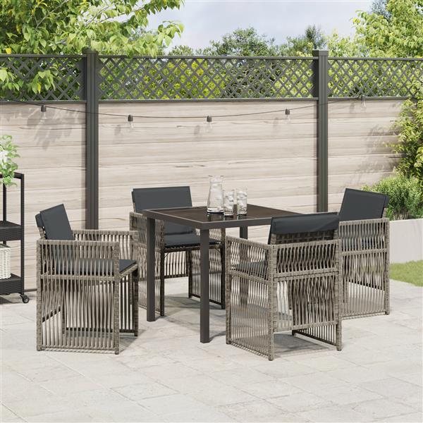 Grote foto vidaxl 5 delige tuinset met kussens poly rattan grijs tuin en terras tuinmeubelen