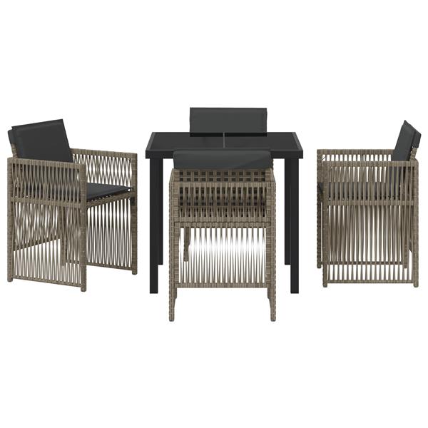 Grote foto vidaxl 5 delige tuinset met kussens poly rattan grijs tuin en terras tuinmeubelen