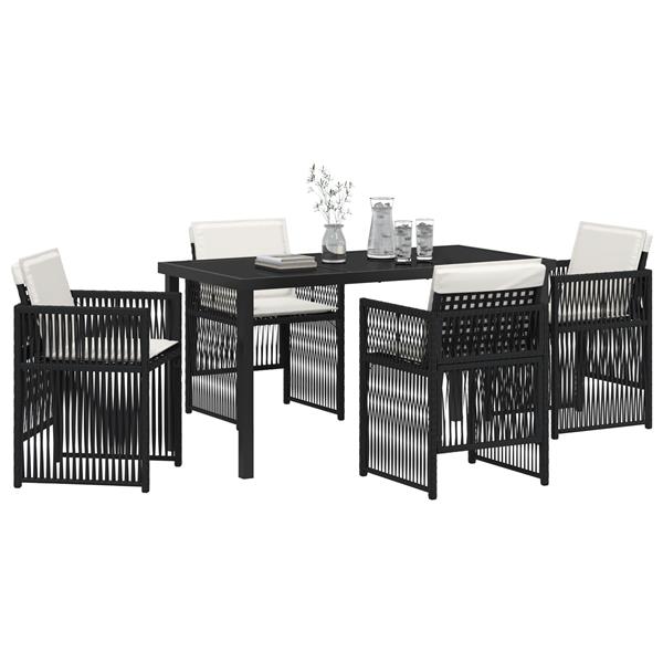 Grote foto vidaxl 5 delige tuinset met kussens poly rattan zwart tuin en terras tuinmeubelen
