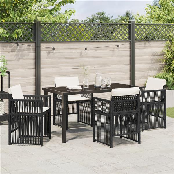 Grote foto vidaxl 5 delige tuinset met kussens poly rattan zwart tuin en terras tuinmeubelen