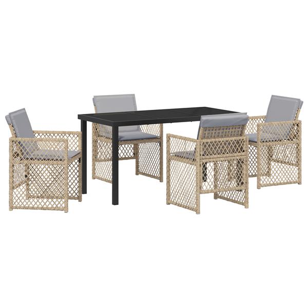 Grote foto vidaxl 5 delige tuinset met kussens poly rattan beige tuin en terras tuinmeubelen