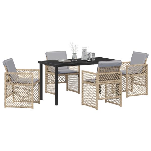 Grote foto vidaxl 5 delige tuinset met kussens poly rattan beige tuin en terras tuinmeubelen
