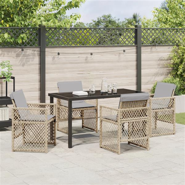 Grote foto vidaxl 5 delige tuinset met kussens poly rattan beige tuin en terras tuinmeubelen